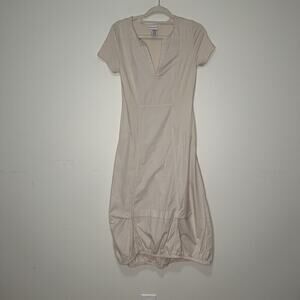 Wearables XCVI Dress Women XS Beige Bubble Hem Midi Lagenlook Artsy Minimalist